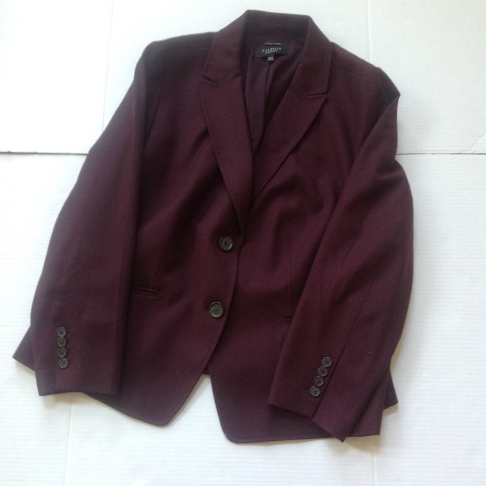 Talbots Burgundy Wool Blazer Plus